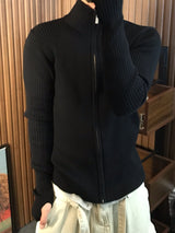 リブラインマッスルフィットジップアップニット