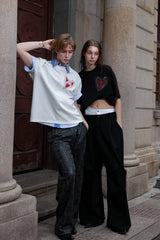 Asymmetrical Rhinestone Graphic Tee