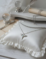 [NMIXX Jiwoo Necklace/Anti-tarnish] Angelic Wand Layered Necklace - Silver Color