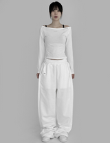 [mnem] alter snap boatneck tee (white)