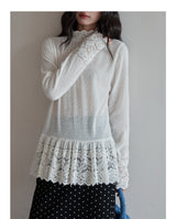 Romance Lace High-neck Knit Top