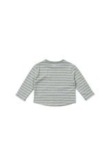 クロップ ストライプ Tシャツ、グレー
