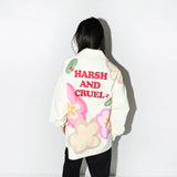 H/C Handpainted Cartoon Flowers Coach Jacket