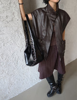leather oversized fit vest jacket