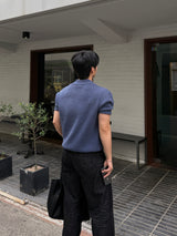Robe skash collar short-sleeved knitwear