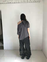 ダブルピンタックパンツ (チャコール)