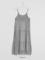 Ume Check Tiered Long Sleeveless Bustier One Piece (Adjustable Straps)