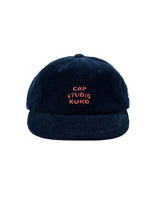 KUKO コーデュロイキャップ_ネイビーオレンジ