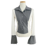 Youth Contrast Stripe Slim-fit Long Sleeve Shirt 