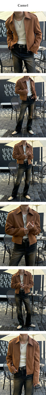 [F/W] ショルダーストラップクロップスエードジャケット(2color)