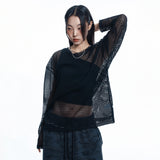 Cut Off Net Knit - BLACK