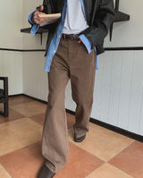 Curden Diagonal Cut Curved Bootcut Pants