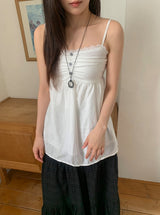 Yura Lace Smoke Back Shirring Sleeveless Bustier