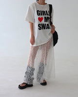 ハートレタリングショルダーパッドオーバーサイズフィット半袖Tシャツ