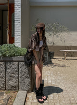 Rose Stripe Overfit Short Sleeve Shirt