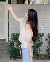 Off‑shoulder frill string blouse