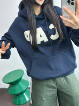 フリース🔥ハットプリンティングレタリングタトゥーパッチビッグフーディー 💙🩶🤎3COLOR