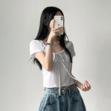 Efl shirring Lyron cropped short-sleeved T-shirt