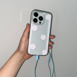 [MADE]  POLKA LACE PHONE CASE PINK (clear jelly hard)