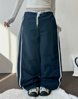 LOW-RISE NYLON TRACK WIDE PANTS 🖤🤎🩷💙4COLOR