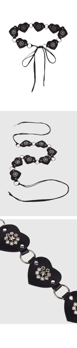 HEART LEATHER STUD BELT
