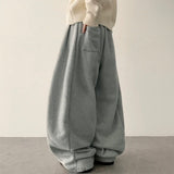Sosom hem snap side pin tuck slit fleece wide pants
