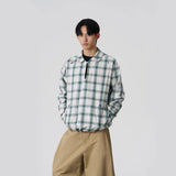 FMACM Collared Drawstring Plaid Shirt