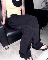 (2color) Shirring Wide Nylon Banding Pants