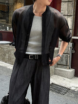 LMN Air Cool Linen Ribbed Round Cardigan (3 colors)
