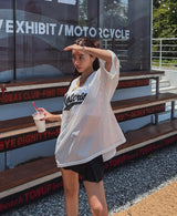 バスケットVネックメッシュ半袖Tシャツ