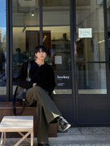 City wool one tuck wide pants