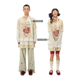 Stitched distressed red heart T-shirt dress