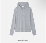 [Unisex] ヘンリーネックフードロングスリーブ(3color)