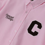 ブラウンCパッチオックスフォード長袖シャツ／ピンク [Unisex]