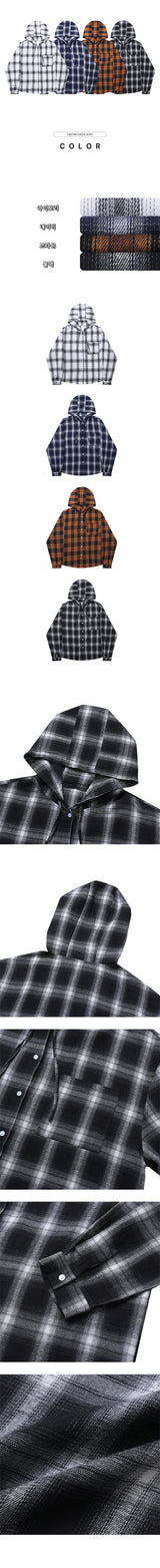 Tring Oversized Fit Tartan Checkered Hooded Shirt