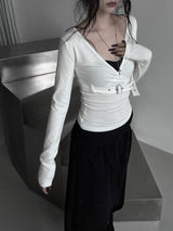 belted wrap V-neck T (2color)