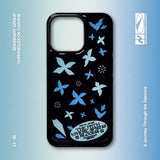 フラワーブルームズエポキシフォンケース (Blue-BK)