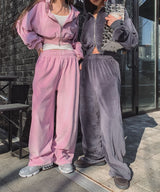 リンクルベロアワイドトレーニングパンツ