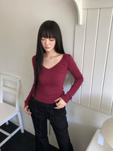 ローザ Vネック シャーリング ロングスリーブ ティー