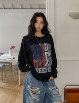 フレームヴィンテージプリントロングスリーブTシャツ