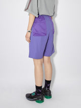 Mesh panel printed casual shorts