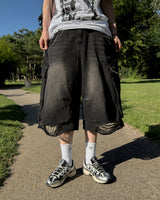 Daken Distressed Cargo Denim Bermuda