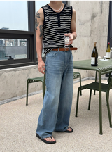 [S/S]ストライプヘンリーネックノースリーブ(3color)