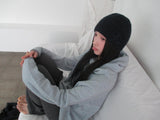 high-neck knit hoodie