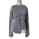 Alban slit unbalanced twisted semi-wide long sleeve T (4 colors)