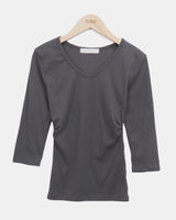 ナイロンVネックサイドシャーリング7スリーブTシャツ
