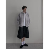 Vintage washing beige check shirts