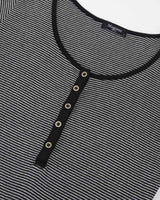 ヘンリーネック Tシャツ ストライプ ブラック