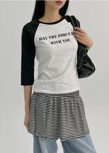 [MADE] コンジコントラストラグラン3/4スリーブTシャツ