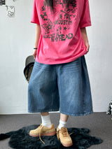 Rise Waist Button Side Pintuck Denim Bermuda Shorts 3color